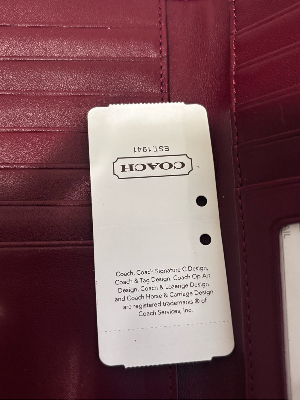 Coach Patent Bifold Wallet in Burgundy Patent - Picture 10 of 11